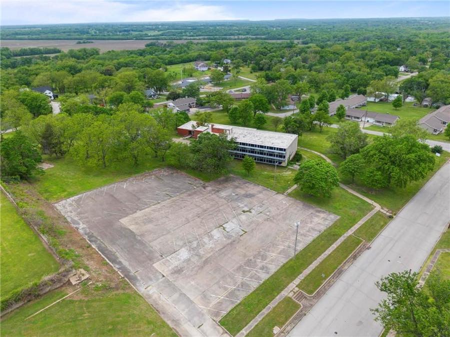 Drone view with the paved lot